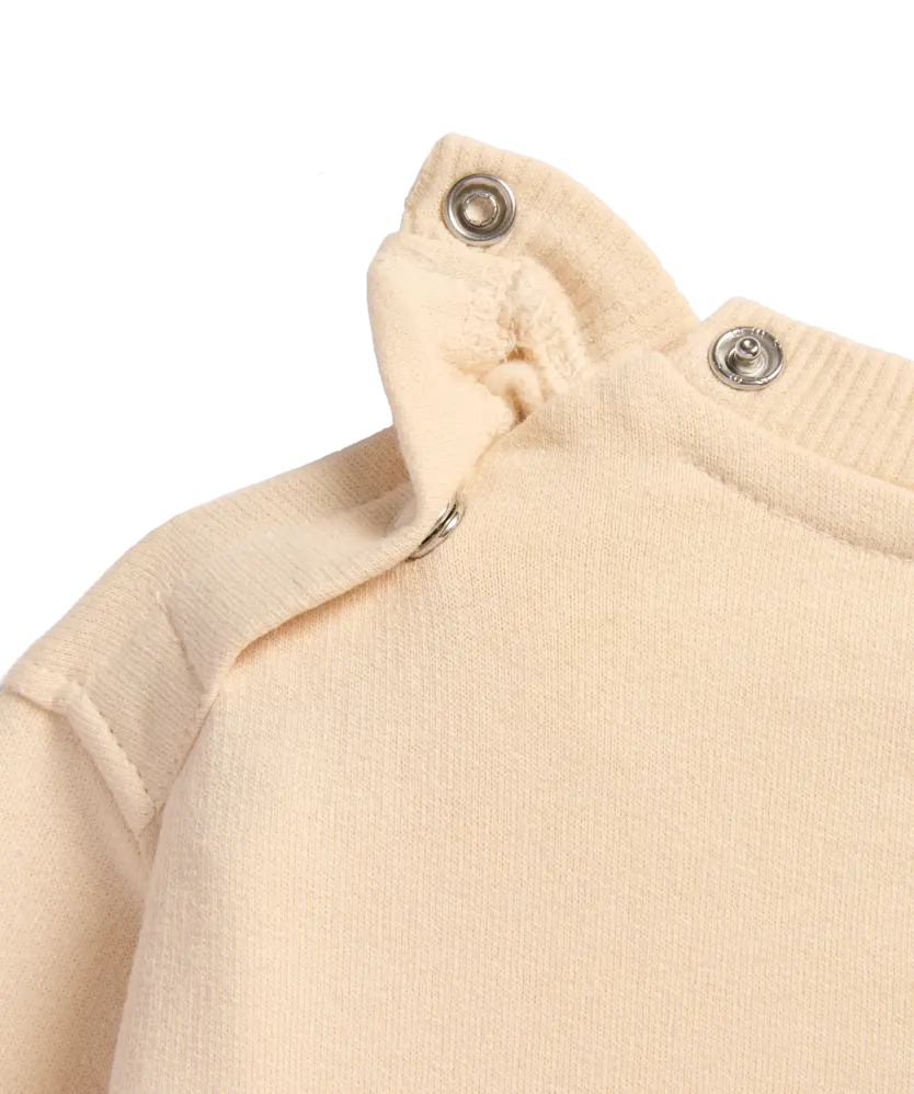 Détail boutons-pression du sweatshirt Minnie