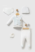 Ensemble naissance Bebelinna blanc et bleu ciel