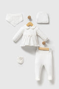 Ensemble naissance Bebelinna blanc avec blouse en dentelle