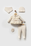 Ensemble naissance Bebelinna crème avec dentelle et volants