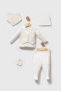 Ensemble naissance Bebelinna blanc avec gilet élégant