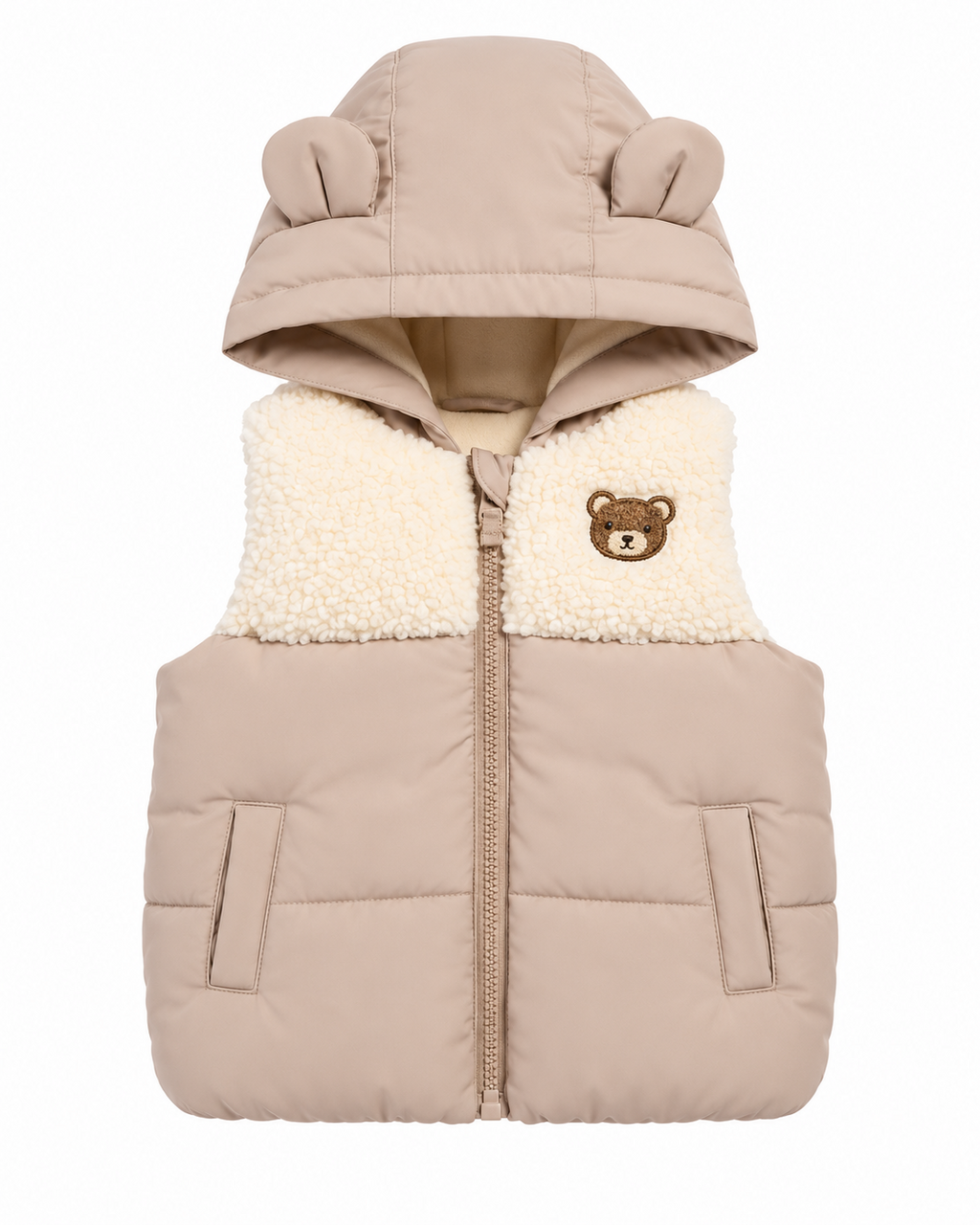 Gilet bébé beige ourson devant