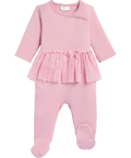 Grenouillère bébé rose avec jupette en tulle