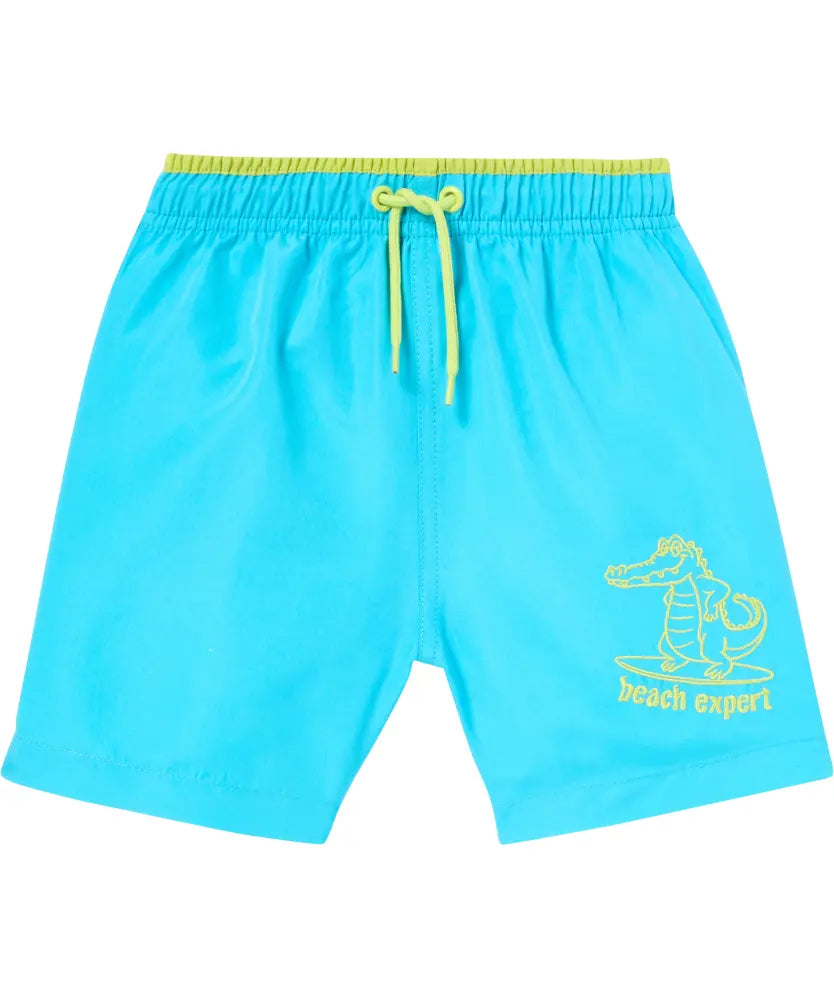 Short de bain garçon turquoise crocodile – 18 mois à 6 ans
