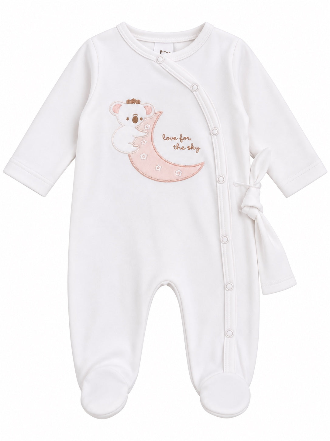 Grenouillère bébé blanche cache-cœur motif koala