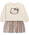 Robe fille Hello Kitty écrue et tulle léopard
